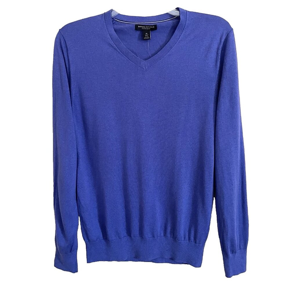 Banana Republic Purple Sweater Men's Medium Lightweight Luxury Blend V-neck NWT